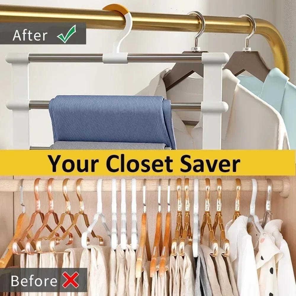 Folding Pants Rack Multi Layer Trouser Hanger Space Saving Household Pants Racks Foldable Simplicity Wardrobe Storage Hangers