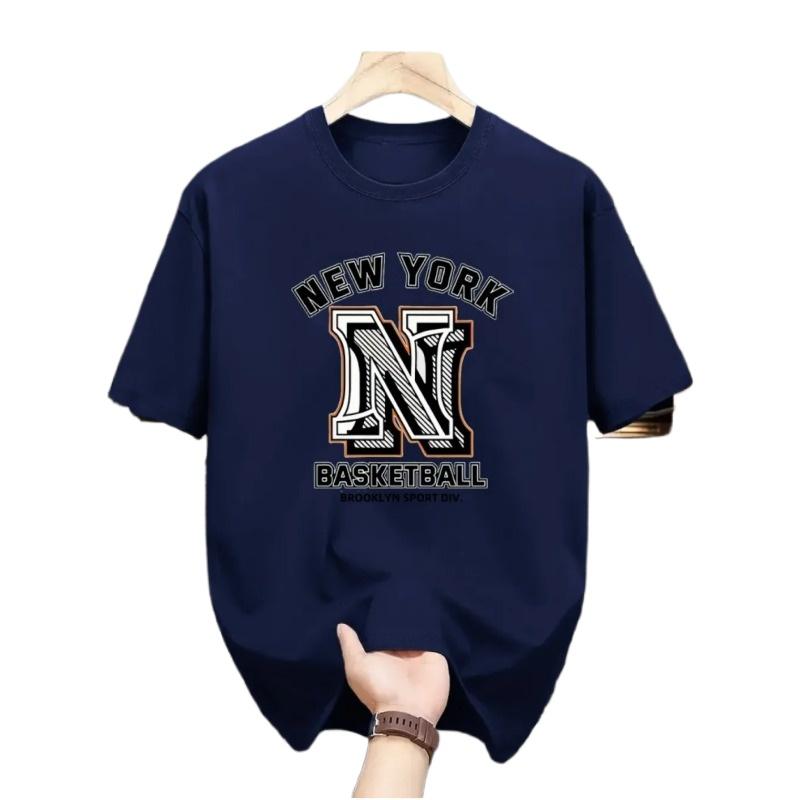 

Fashionable Summer Men s Letter Printed Comfortable and Breathable Fabric Simple Stylish Round Neck T-shirt Casual Top Loose Fit 3XL