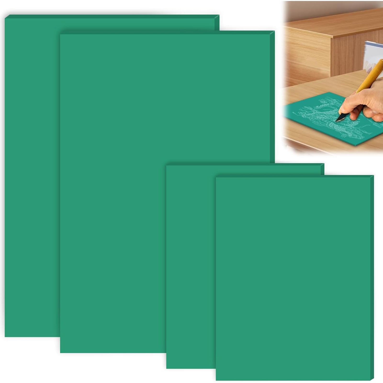 

Hirameki Rubber Stamp Set of Soft Rubber Linoleum Engraving Flat Linocut Rubber for Crafts and Printing Projects Sheets, 4, Boards, Green, Surface, зелёный