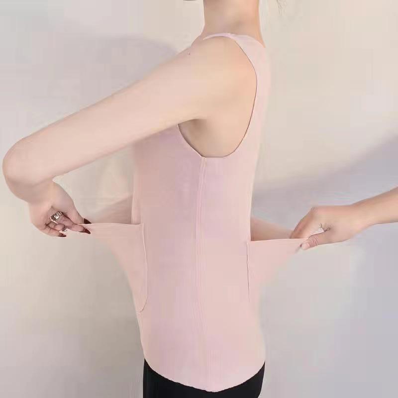 Damen Winter Deutscher Samt Warme Weste mit Doppeltaschen und Plus Samt Taillenschutz