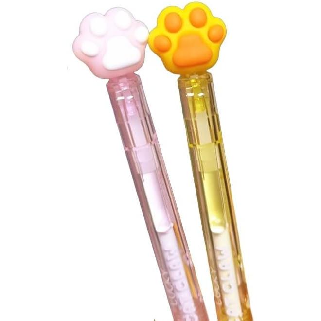 Cute Cat Paw Gel Pens (Set of 2), 0.5mm Fine Tip, Erasable Blue Ink, Smooth Writing, Adorable Animal Stationery, Perfect Gift for Cat Lovers,