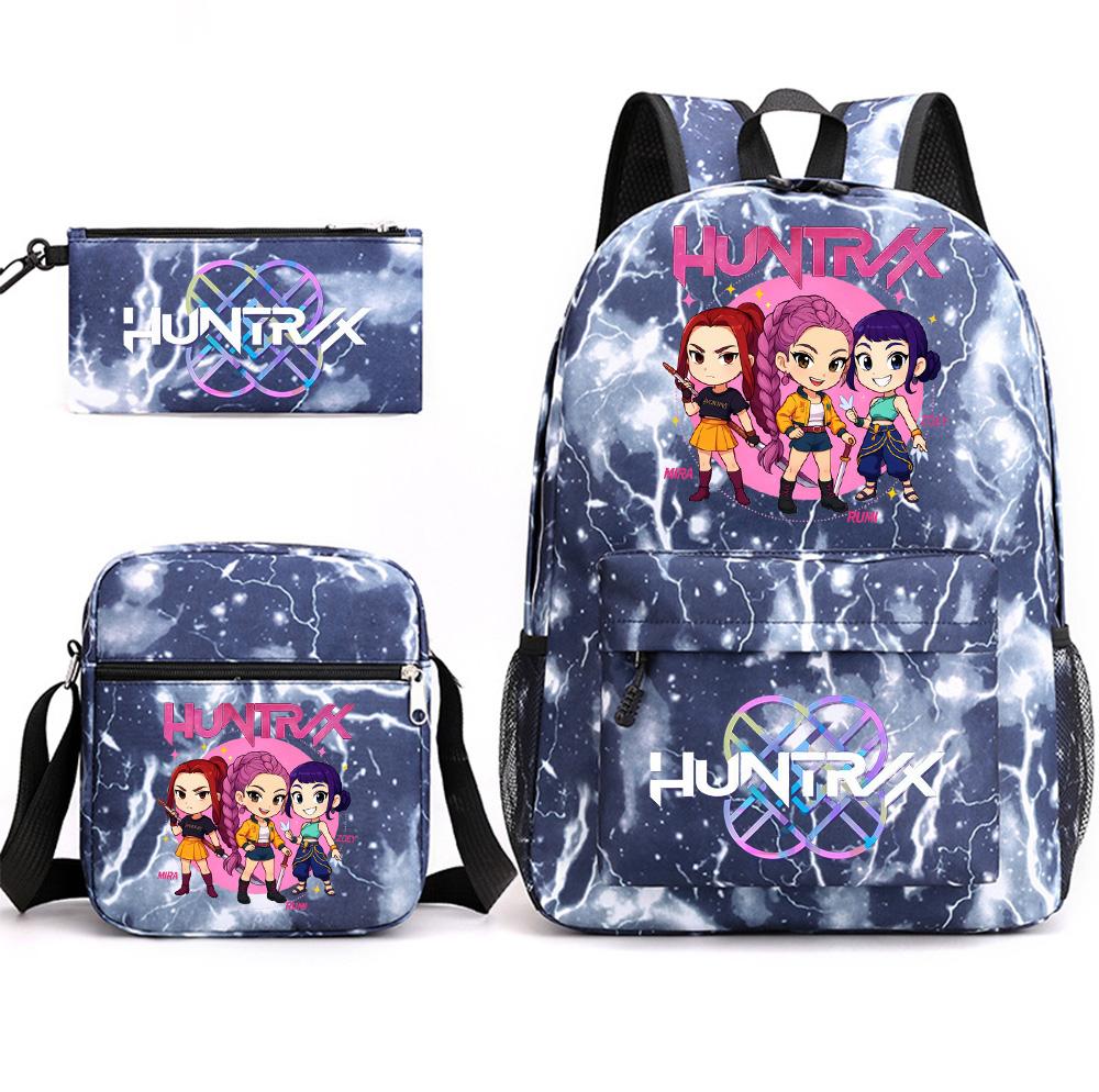 3Pcs/set Anime Printed Backpack with Shoulder Bag Pencil Case for Teenager Student Boy Girl SchoolBag Large Capacity Waterproof Bookbag Kid Gift