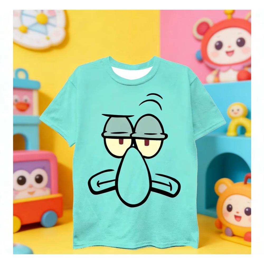 KId Fashion SpongeBob SquarePants Summer Casual Tops Oversized Men's Women's Tshirts Children's Adult Parent Child T Shirts