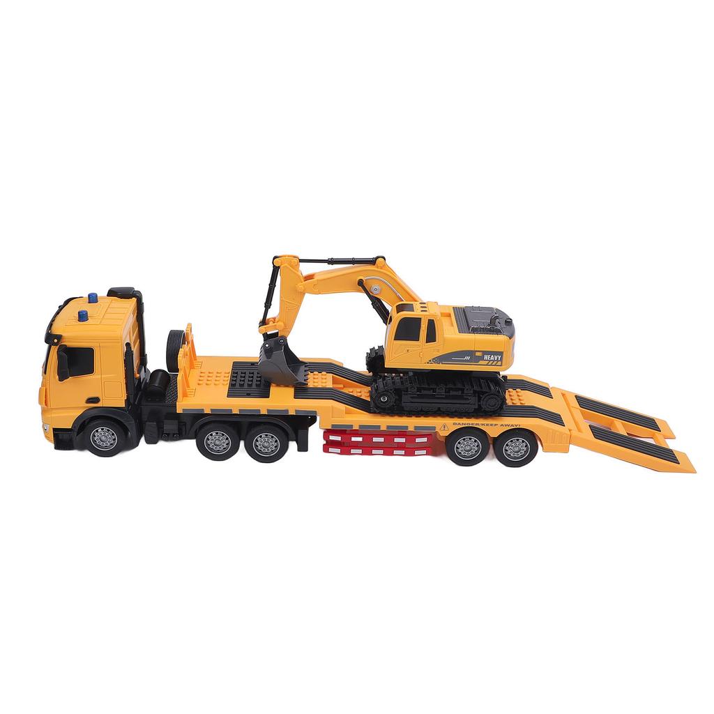 RC Semi Truck Excavator Toy Set Educational Dual Remote Control Battery Powered 2 In 1 Construction