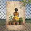 Vintage Metal Wall Poster – Floral Garden Decor, 20x30cm