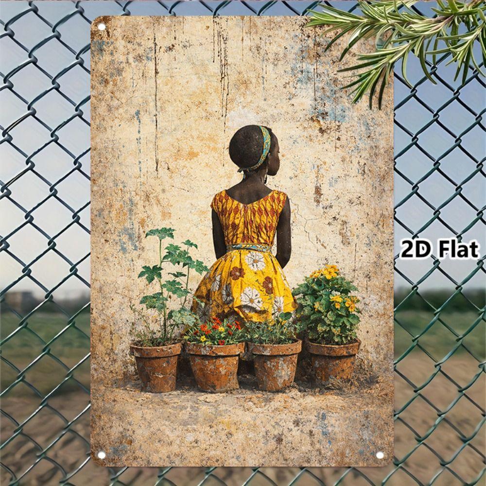 Vintage Metal Wall Poster – Floral Garden Decor, 20x30cm
