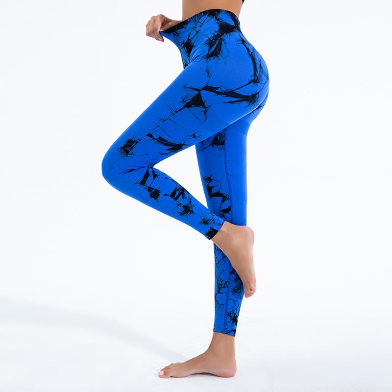 Women's Tie-Dye High Waist Yoga Pants - Seamless, High Elasticity, Hip Lift, Perfect for Running & Fitness.