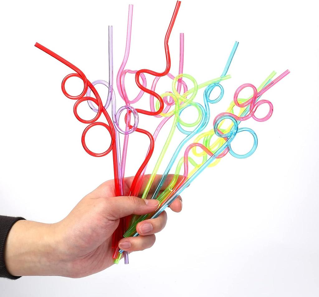 10pcs Colorful Plastic Drinking Straws Crazy Curly Drinking Straws Colorful Unique Flexible Drinking Tube Kids Birthday Party