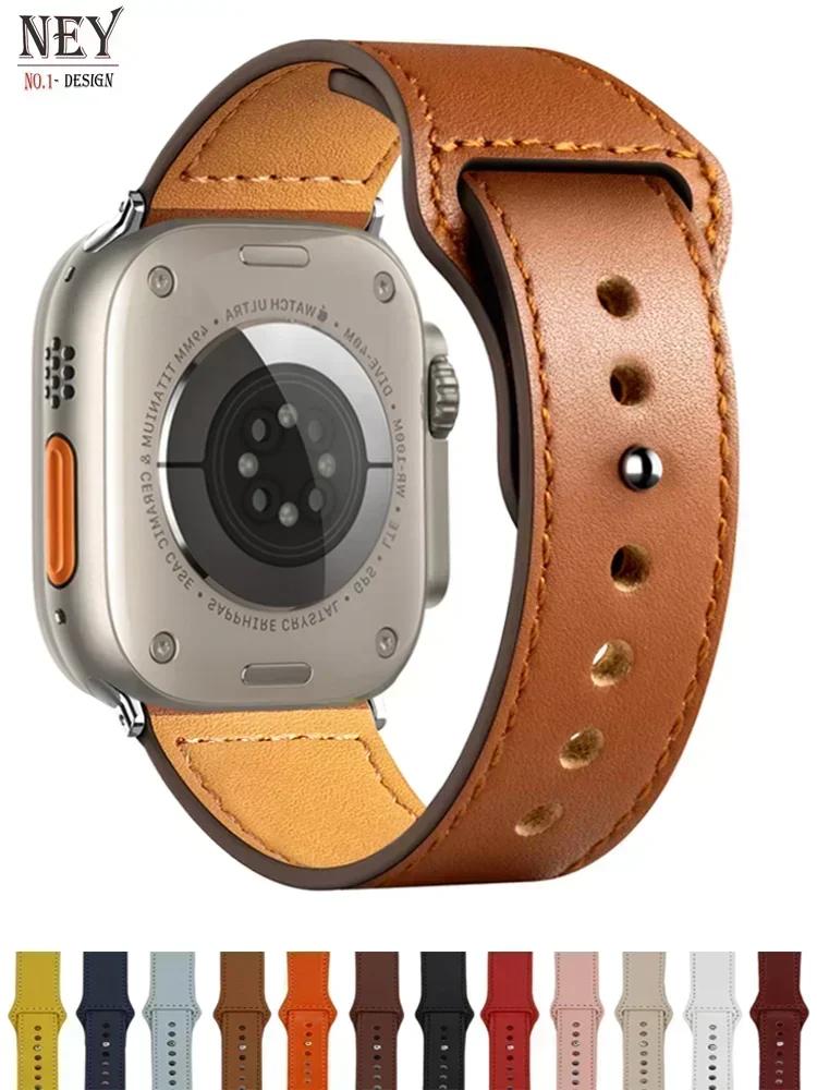 Sport Loop Leather Band For Watch Straps 41mm/45mm 42mm 46mm 40-44mm Bracelet iWatch Series 10 9 8 7 4 5 6 Se Ultra 2 49mm