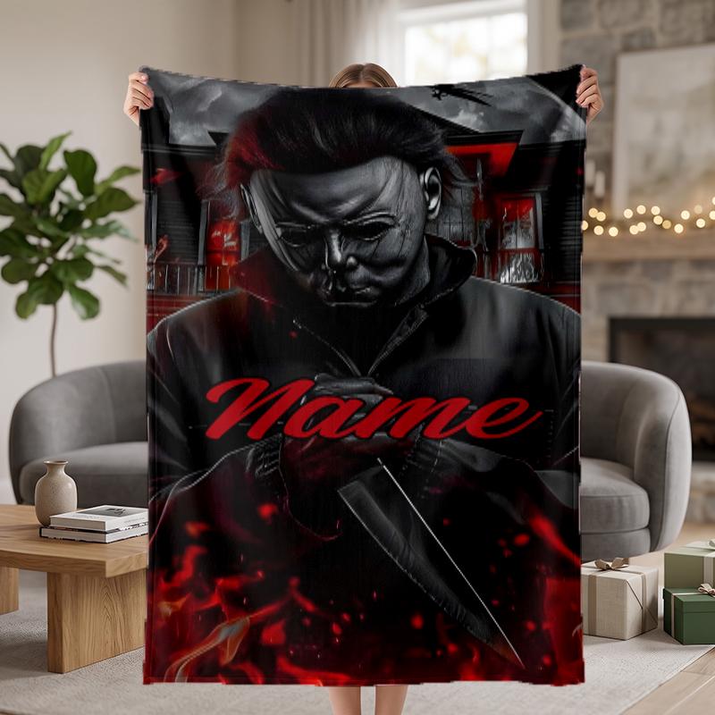 Michael Myers Custom Flannel Blankets Soft Warm Cozy Throws for Home Decor Holiday Gifts