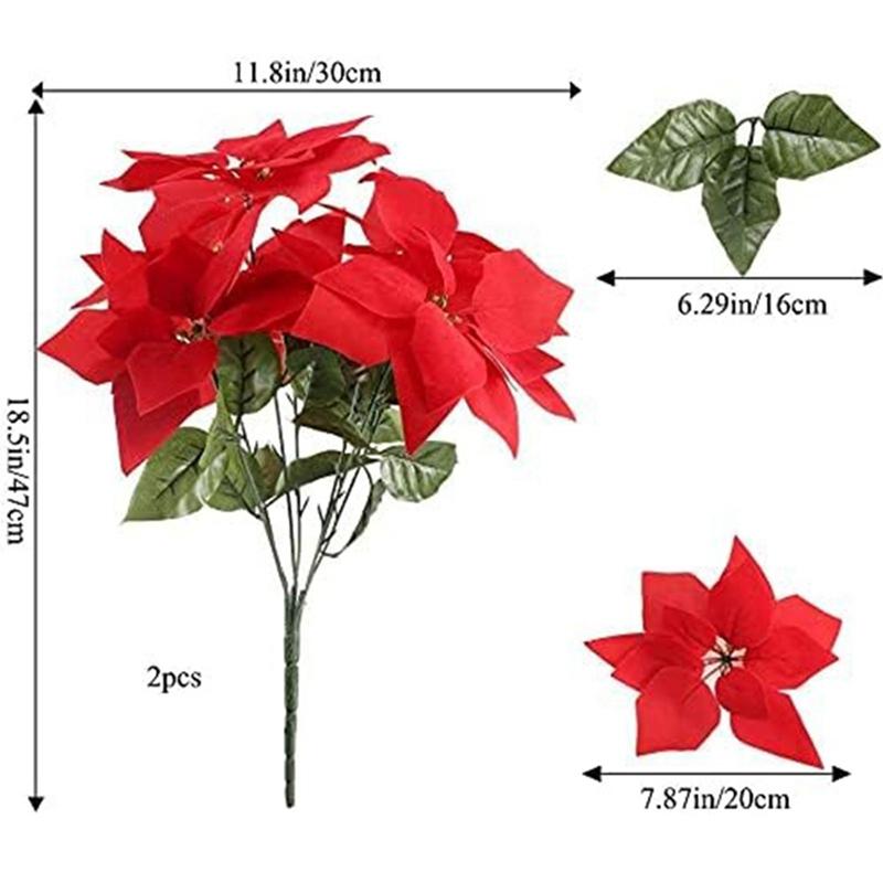 

Christmas Decoration Artificial Flowers Bouquet 33CM Fake Flower for Home Room Decor Garden Xmas Tree New Year DIY Vase Ornament красный