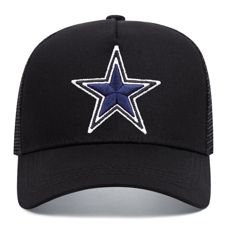 Simple Symbol Five-Pointed Star Embroidery Outdoors Baseball Cap Summer Breathability Hip Hop Mesh Cap Trucker Hat