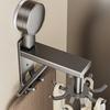 Aluminum Alloy Wall Mount Pot Spoon Holder With Rotating Hooks For Kitchen Storage