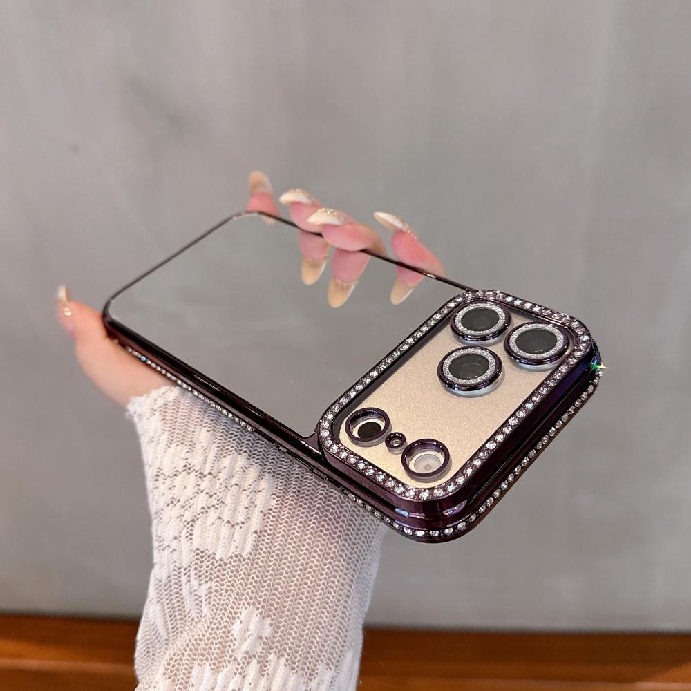 Glitter Diamond Mirror Plating Case for For Iphone 1 16 17 Pro Max 12 13 14 Bling Rhinestone Camera Protector Make Up Cover