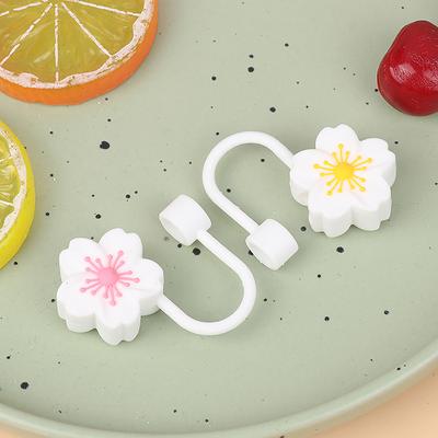 Flower Silicone Straw Covers For Water Glass Bottle Flower Shape Drinking Dust Cap Straw Tips Cover Cup Accessories For 8Mm