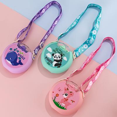 Cute Donut Water Cup Anti-Drop Silicone Straw Cup Children And Students Diagonal Strap Plastic Cup Gift Kettle