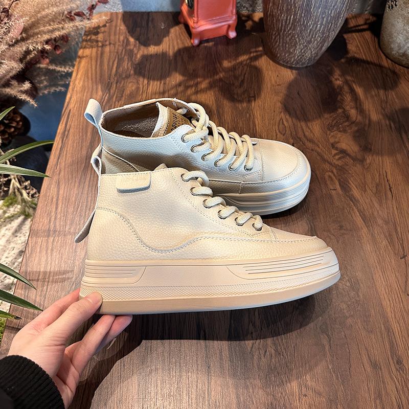 High Top Little White Shoes Women's 2026 Spring Thick Baseplate Shoes Fashion Casual Women's Shoes Retro Sports Shoes