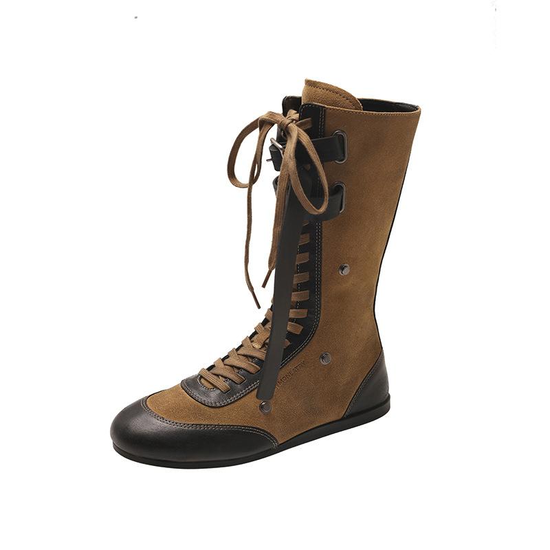 

Suding home! Fire out of the circle! Strap-on sports boots women s 2025 new autumn and winter striped color matching Martin boots boots boots 40 хаки