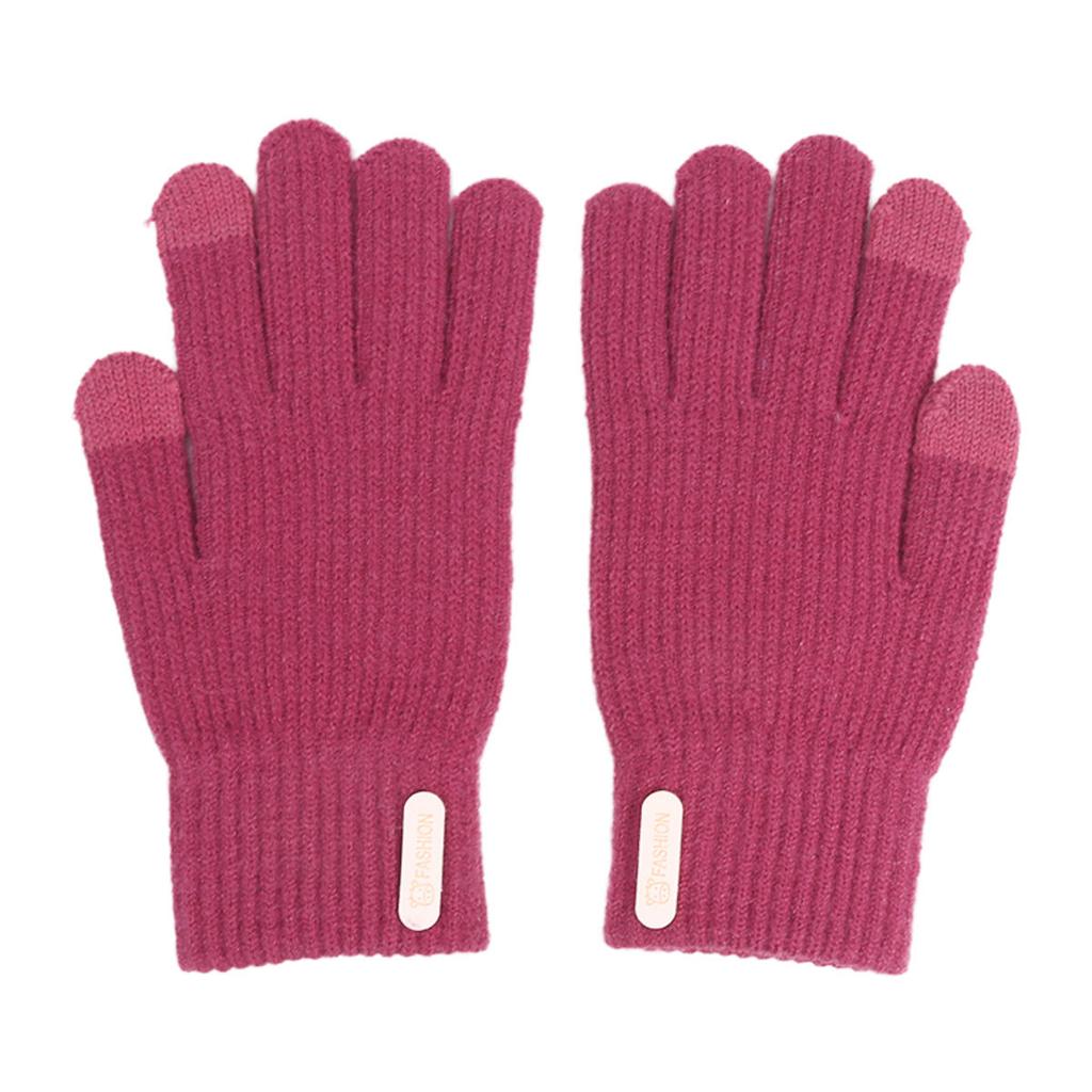 Fleecegefütterte gestreifte thermische Strickhandschuhe Verdickte Herbst-Winter-Warmhandschuhe Kältebeständige winddichte Fäustlinge