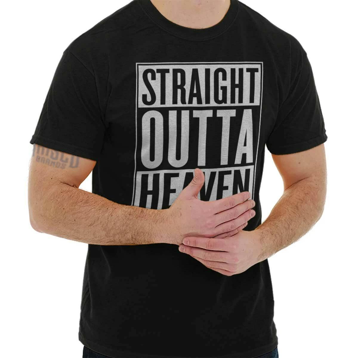 Christian Faith Straight Outta Heaven Funny Womens or Mens Crewneck T Shirt Tee XXXL