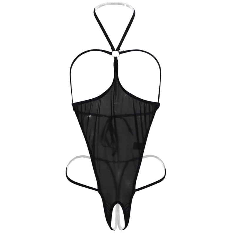 

[Black Omen] open cup cosplay cupless swimsuit Leotard (6566-black, free size) bs507-f-6566-bk