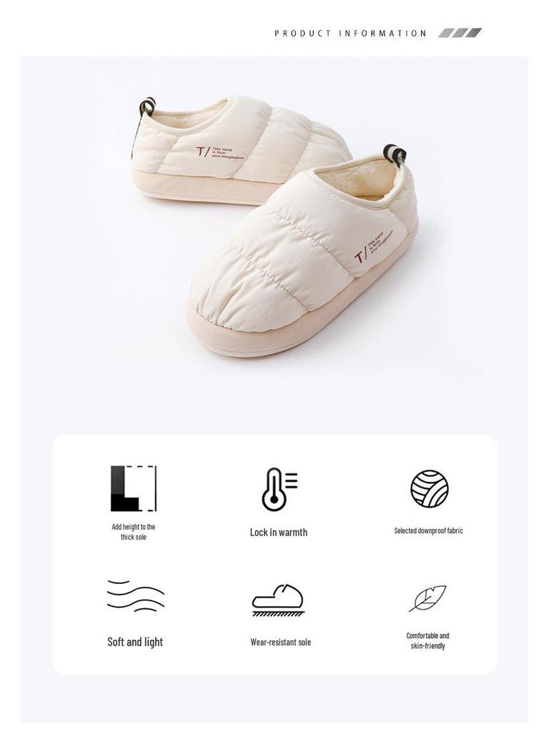 2025 Autumn/Winter Waterproof Non-Slip Cotton Slippers for Women and Men - Dirt-Resistant, Heel-Covered Indoor Shoes