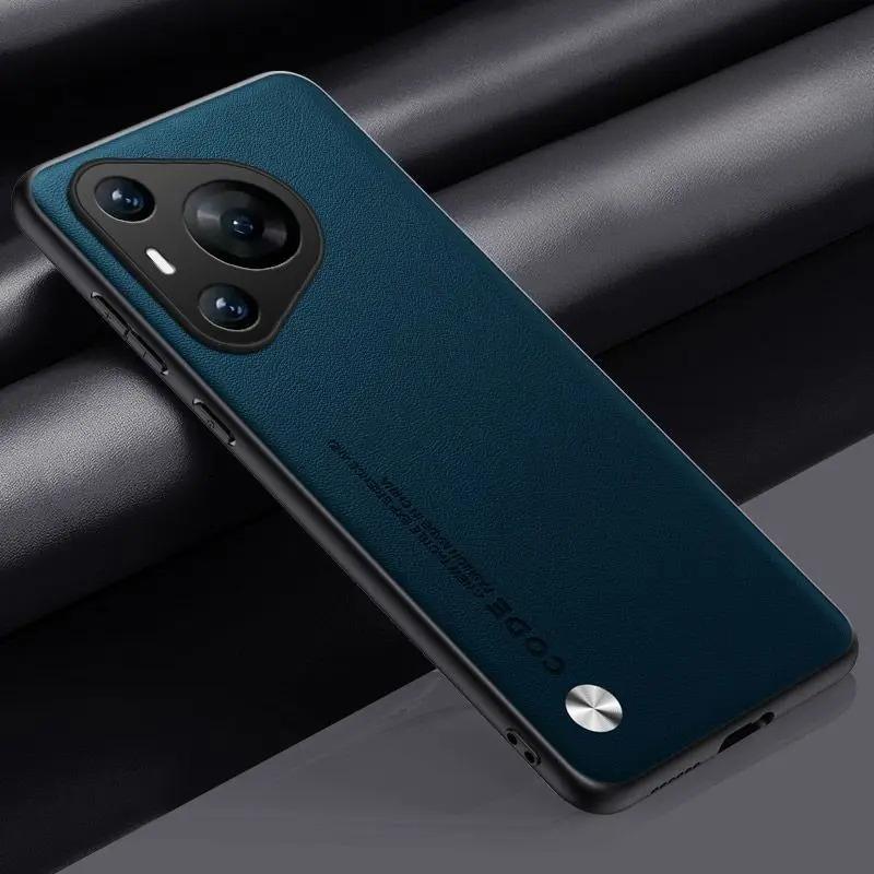 Plain PU Leather Case for Huawei Pura 80 Ultra 80 Pro Plus Camera Silicone Matte Bumper Soft Frame Shockproof Phone Cover for Pura80
