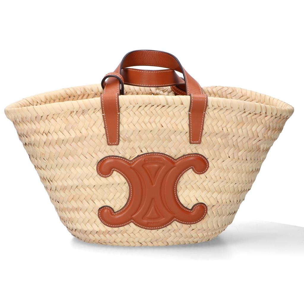 Celine Ausgezeichneter Zustand 113832CGG.04LU Teen Classic Korbtasche Raffia x Kalbsleder Triomphe Handtasche TanBenutzt