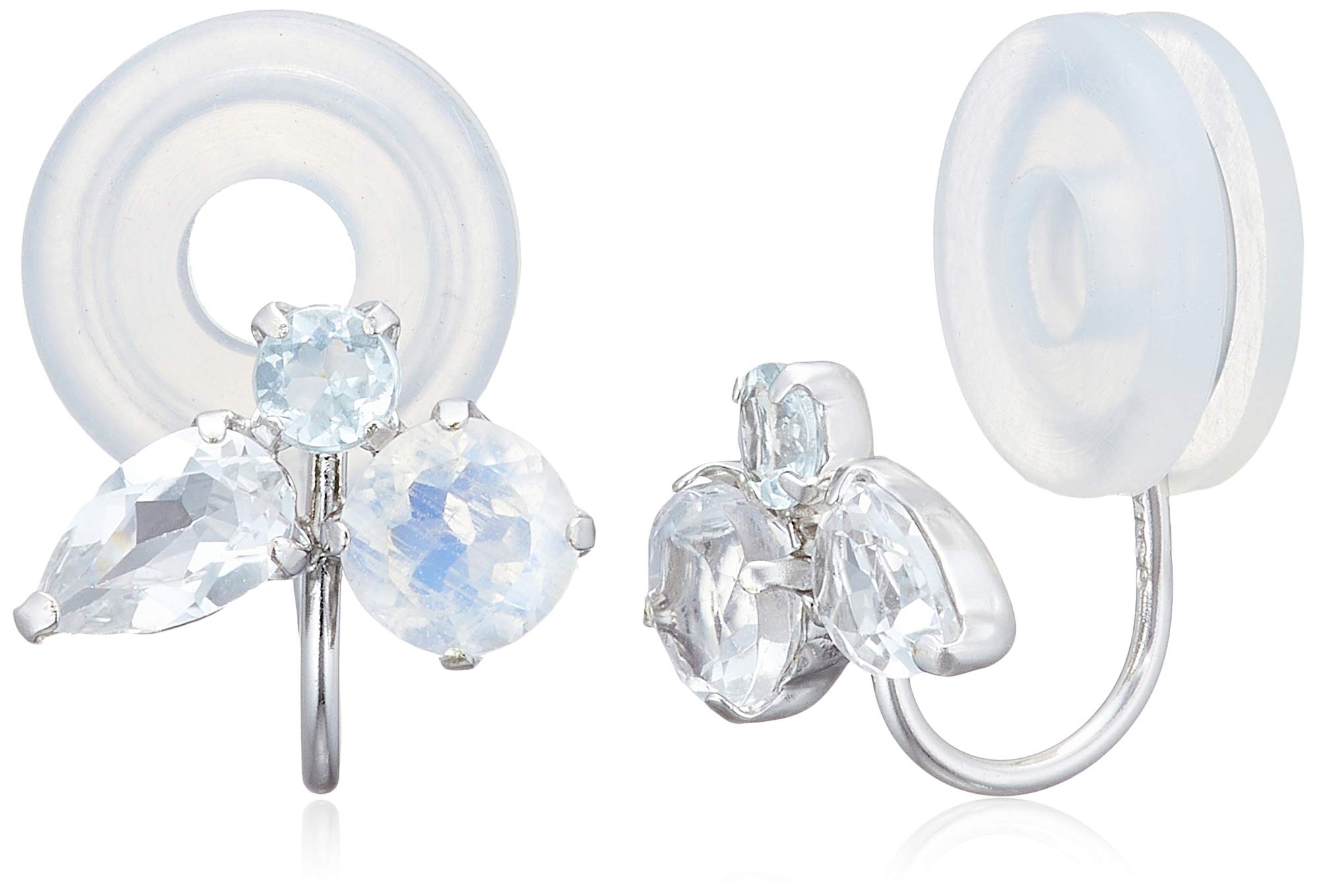 

Wisp K10 White Gold Earrings White Topaz Blue Moonstone Aquamarine [WISP] (OERWP22778)