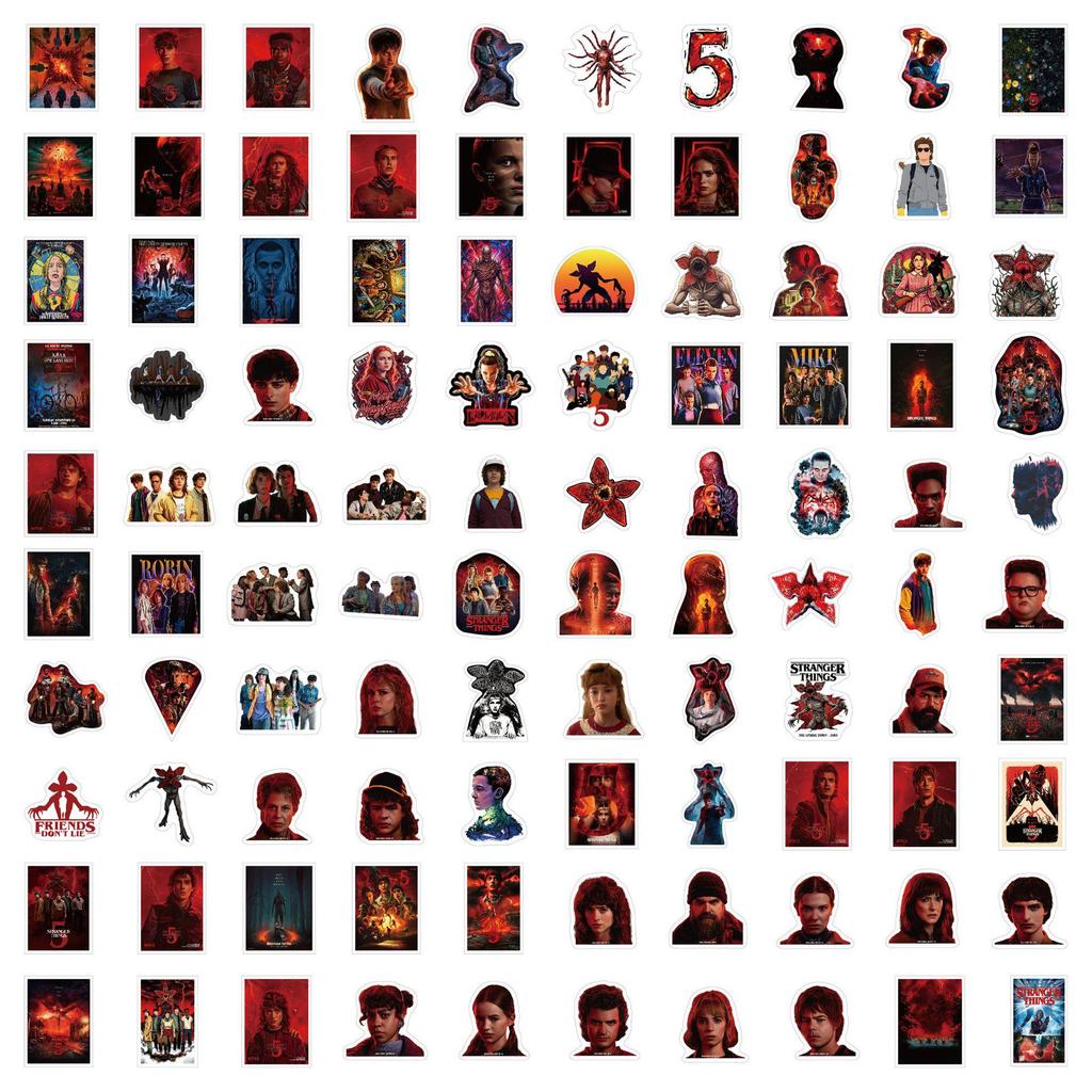 100 Stranger Things Season 5 Glossy Cartoon Stickers for Luggage, Computers, Motorcycles & Water Bottles