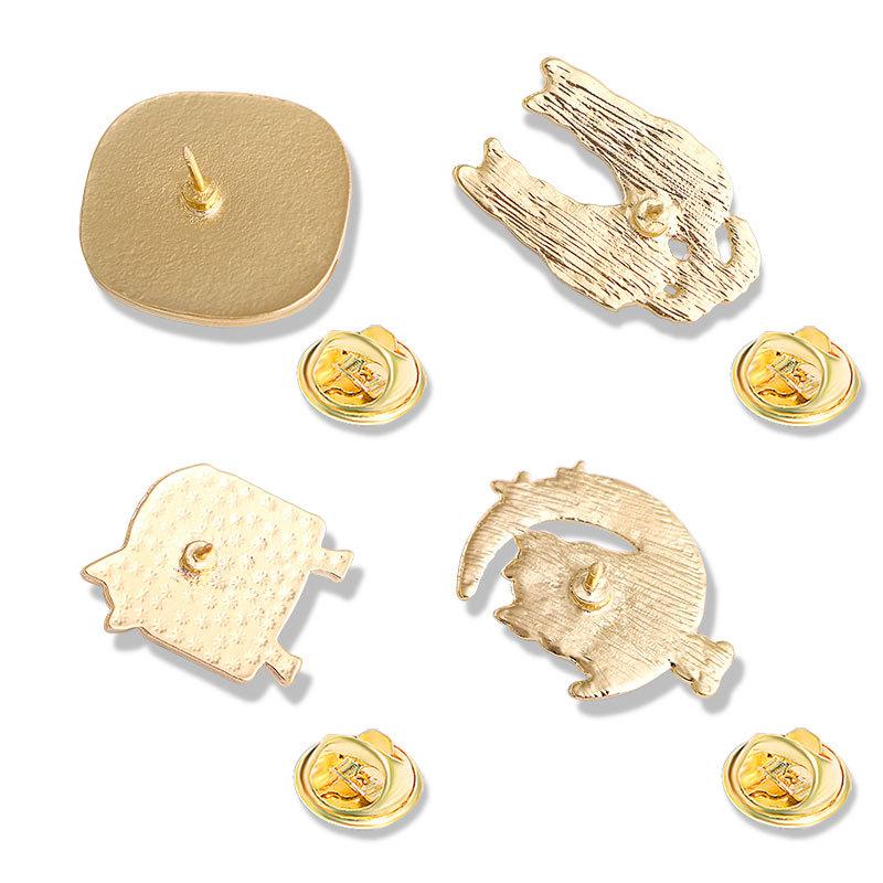Broches de télévision en Carton pour femmes, broches de luxe en forme de chat mignon, couleur or jaune, en alliage émaillé, épingles de sécurité pour animaux