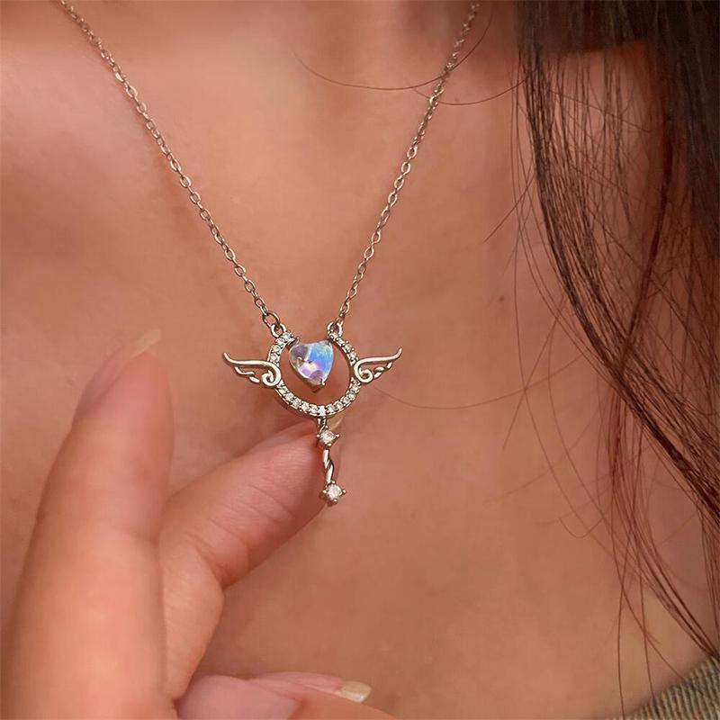 

Ожерелье с подвеской в виде сердца «Ангел», подвеска в виде сердца из циркона для женщин, девушек, вечерние украшения, ожерелье с цепочкой на ключицу, подарки, аксессуары