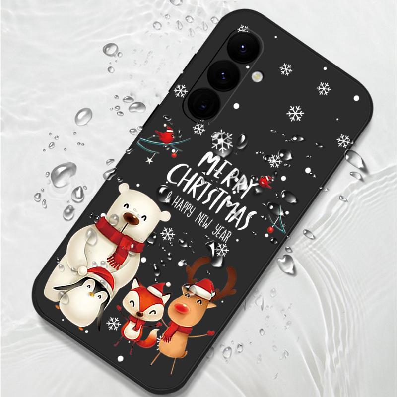 Christmas Bear Elk Phone Case For Samsung Galaxy S25 Ultra S24 Plus S22 S23 S21 FE A15 A16 A17 A35 A36 A54 A55 A56 Shockproof Soft TPU Lanyard Cover