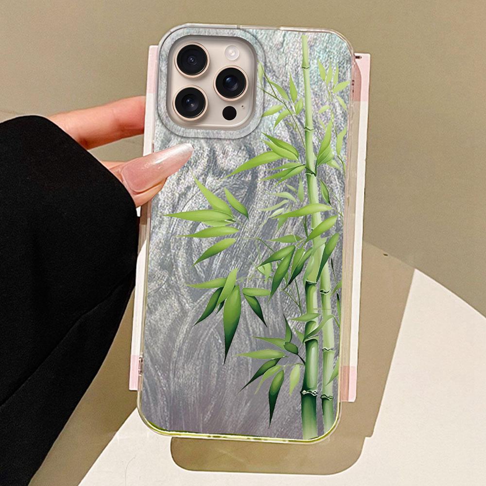 

Зеленый Бамбуковый Цветок Камлет Текстура Чехол для Телефона для iphone 16 15 14 7 8 Plus 13 Pro Max X XS XR SE 2022 Силиконовая Задняя Крышка iPhone 16 белый