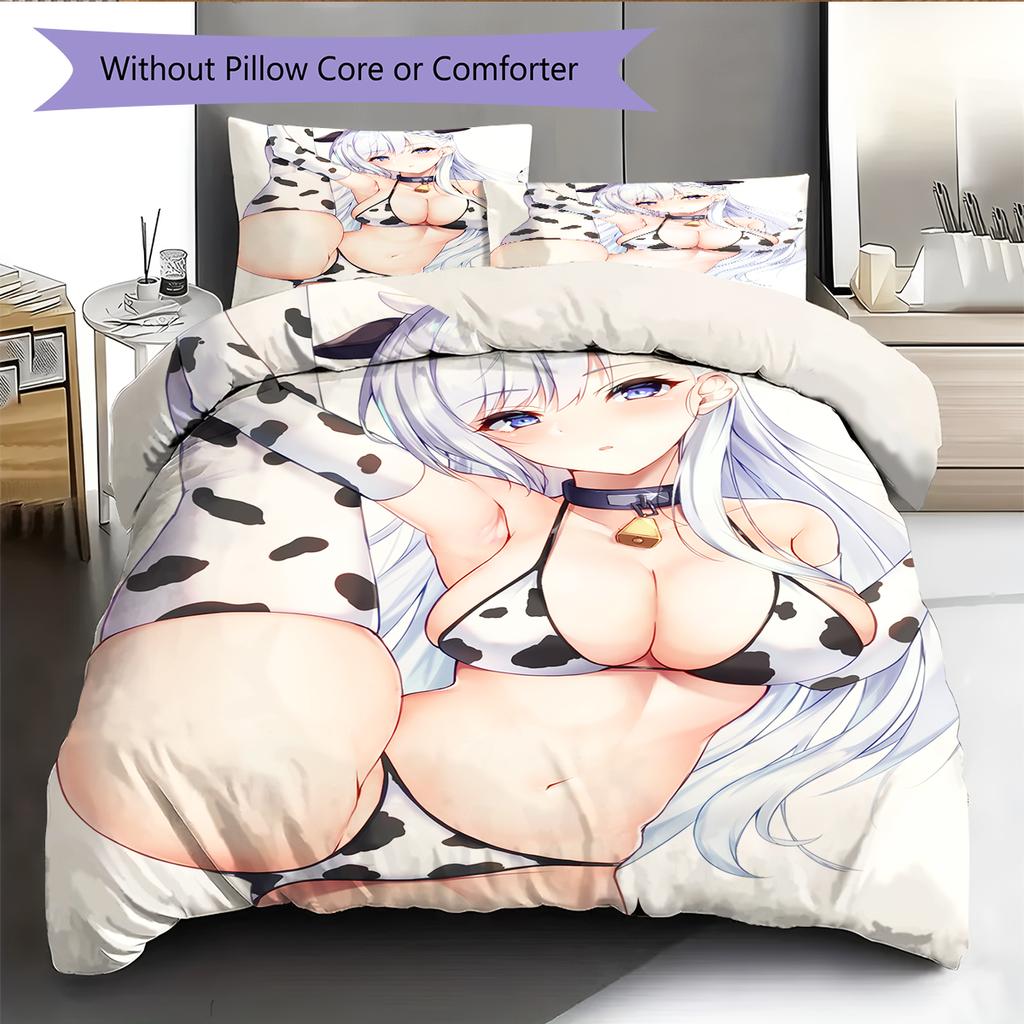 Anime-Muster Bettwäsche Steppbettdecke Set Bettbezug Kissenbezug Heimdekoration Geburtstagsgeschenk (1 Bettbezug + 2 Kissenbezüge, ohne Füllung)