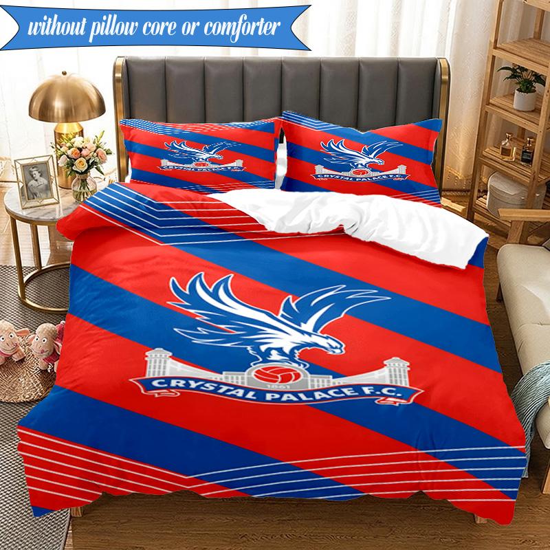 3PCS Crystal Fc Crest Printed Soft Bedding Set,Including 1pc Duvet Cover And 2pcs Pillowcases Perfect for Bedroom, Dormitory, Fan gift
