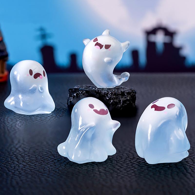 Mini Ghost Figures With Box Luminous Ghost Figurines Resin Glow In The Dark Ghost Figures Cute Positive Gift
