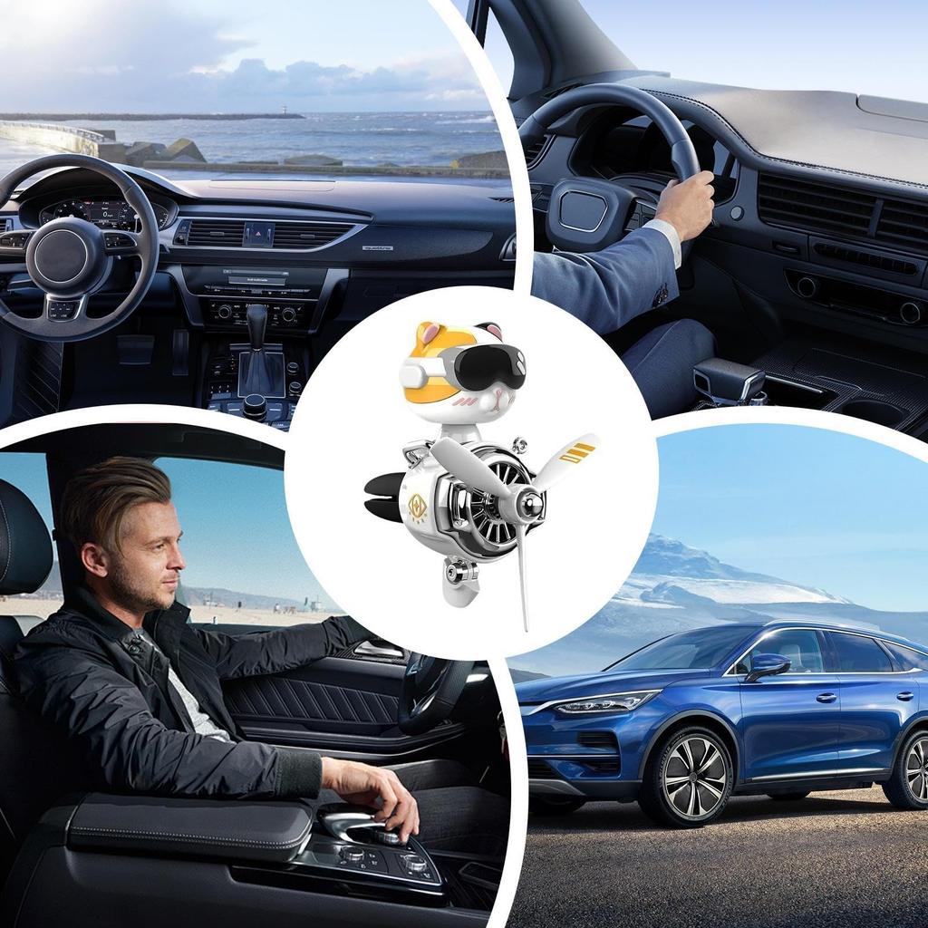 Propeller Car , Car Vent Propeller, Cute Cat Pilot - Creative Car