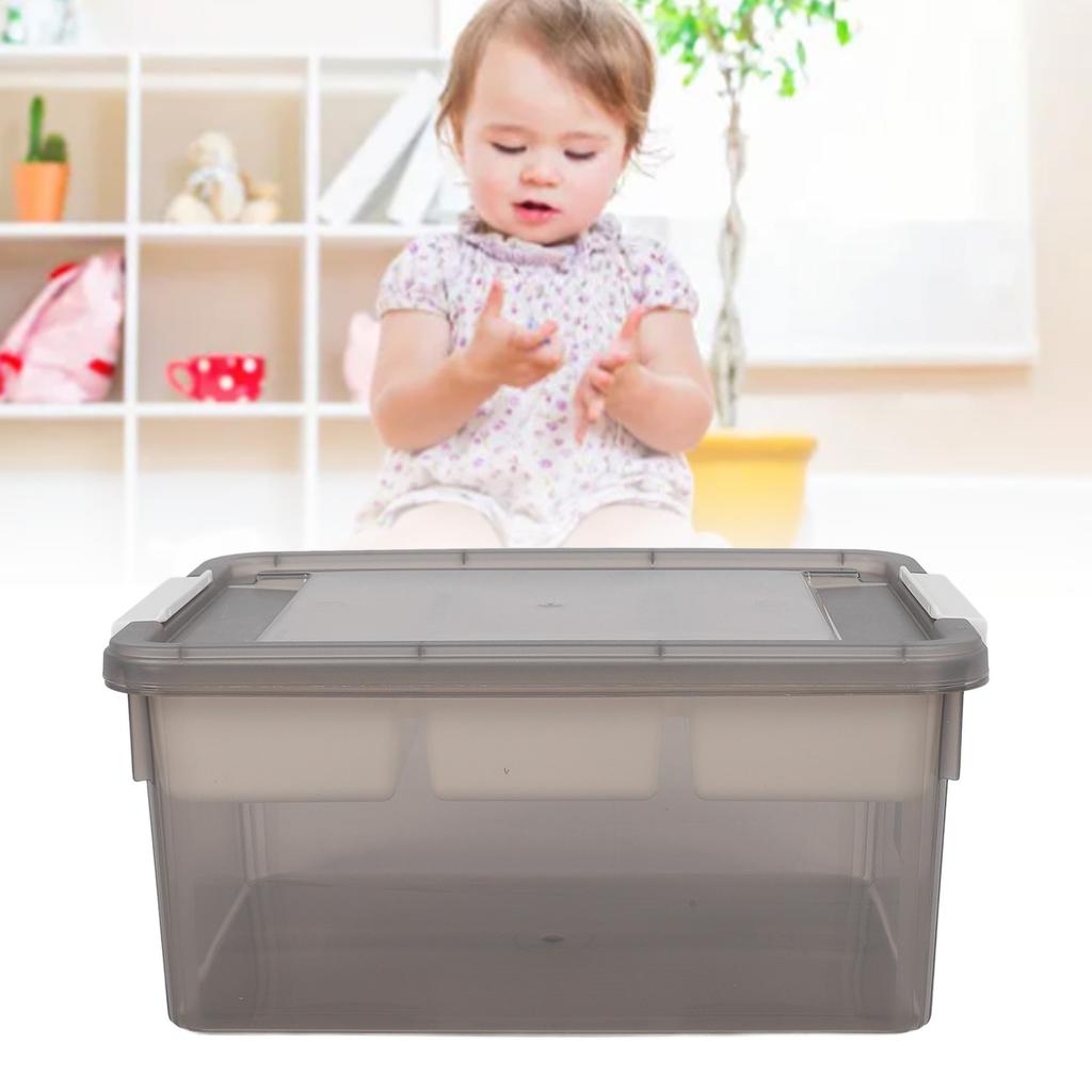 16L Plastic Storage Box Sturdy PP Clear Latching Box with Removable Tray for Toys Organization