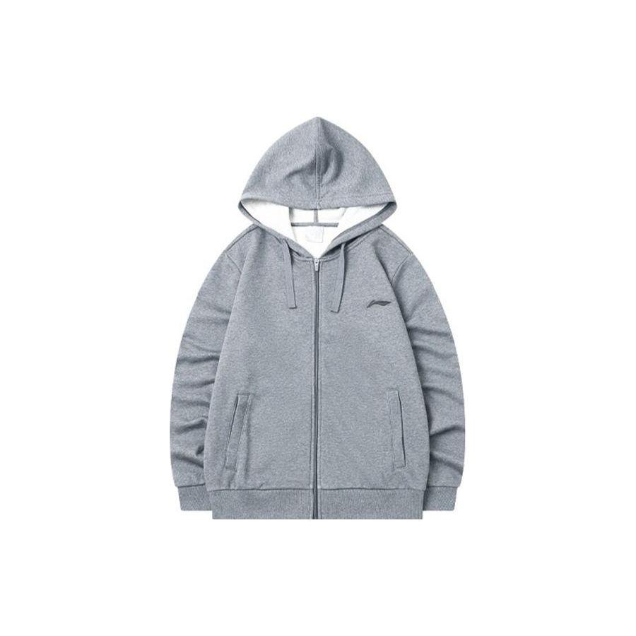 Li-Ning American Vintage Knight Pattern Straight Leg Casual Pants And Hoodie Set Men Pants And Hoodie Set Light-Gray Black YWDT227-2+YKLT225-1