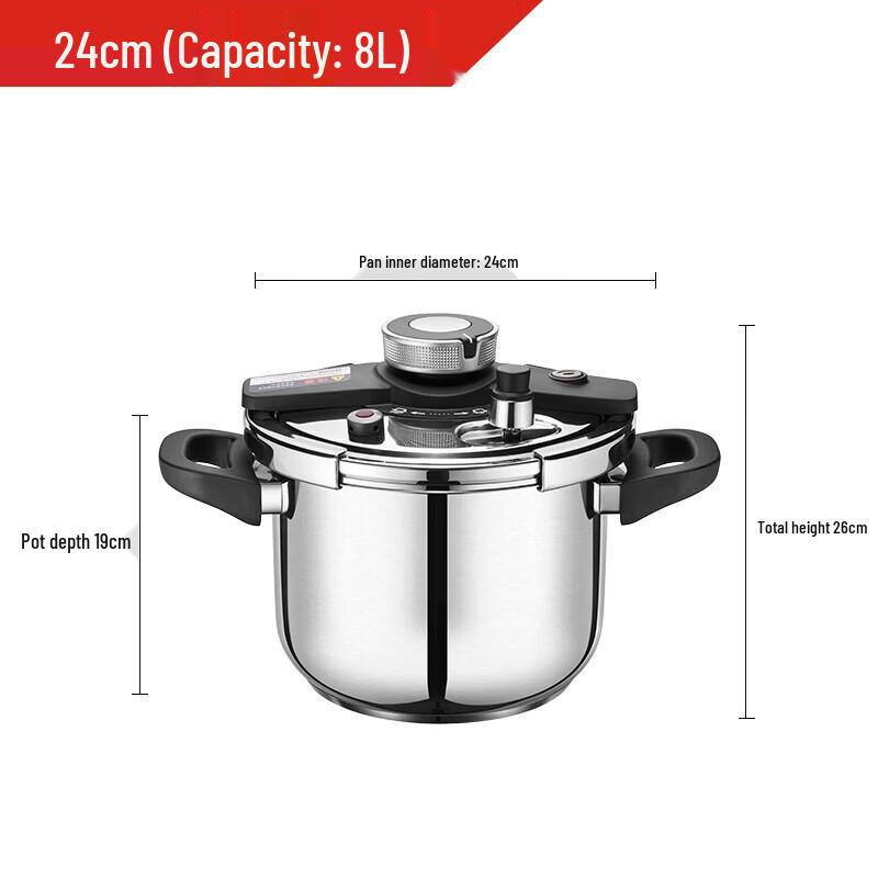 

Oumeida Bach Series 304 Stainless Steel Pressure Cooker 8L