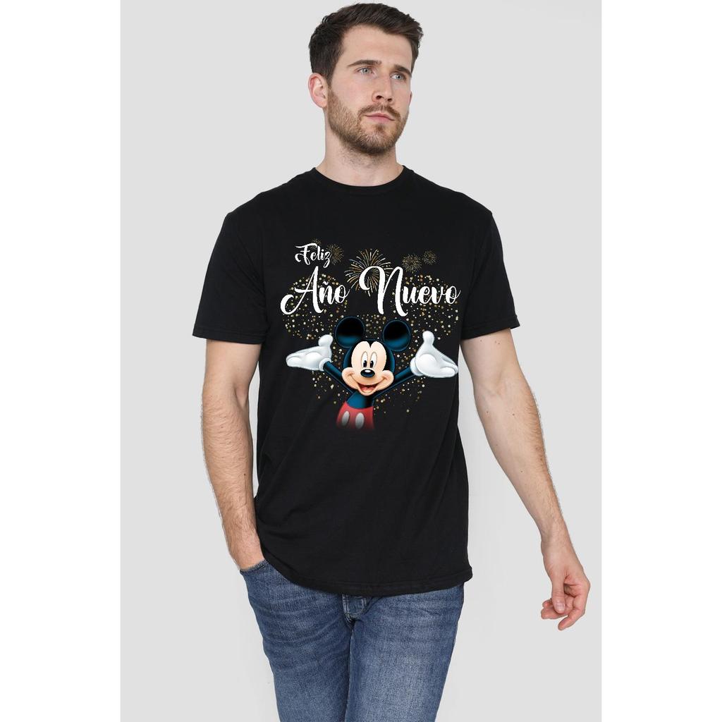 Disney Mens Spanish Mickey Mouse Fireworks New Year T-Shirt