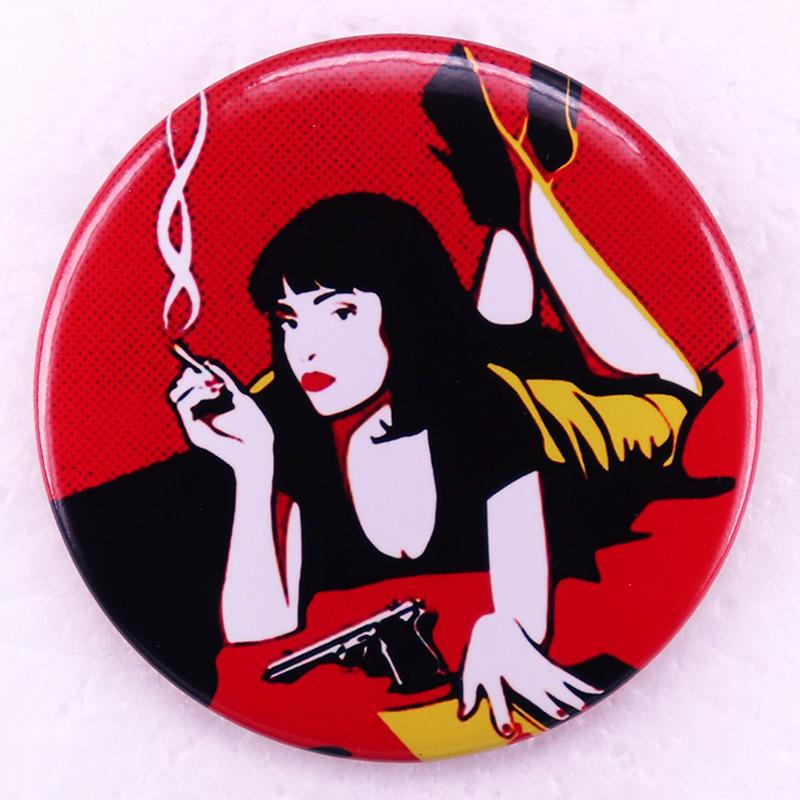 80s Retro Pulp Fiction Tin Badge Pin