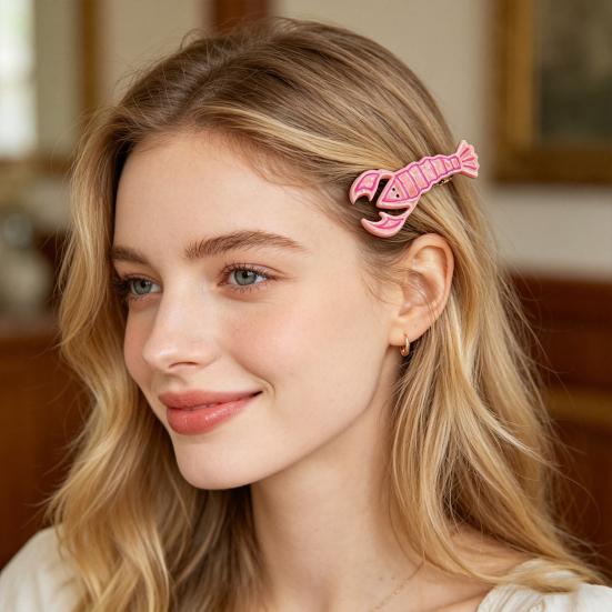 Pink Lobster Hair Clips Non-Slip Side Hair Clamp Acetate Crayfish Decorative Hairpin Women Girls Hair Accessories