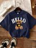 Cute Bear Says Hello Printed TShirts Women Casual Soft Short Sleeve Tops Loose ONeck T Shirts Summer Comfortable Woman Clothes
