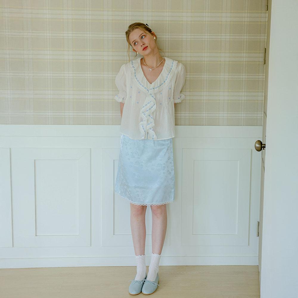 CEST MOIDEW Cest_Floral Jacquard Mini Skirt_Blue