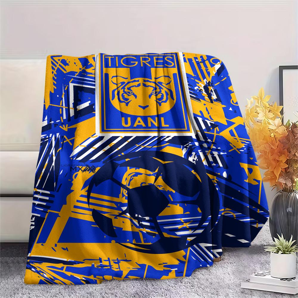 1Pc Tigres UANL Print Flannel Blanket High Quality Warm Comfortable Cover for All Seasons Perfect for Gifts Home Decor