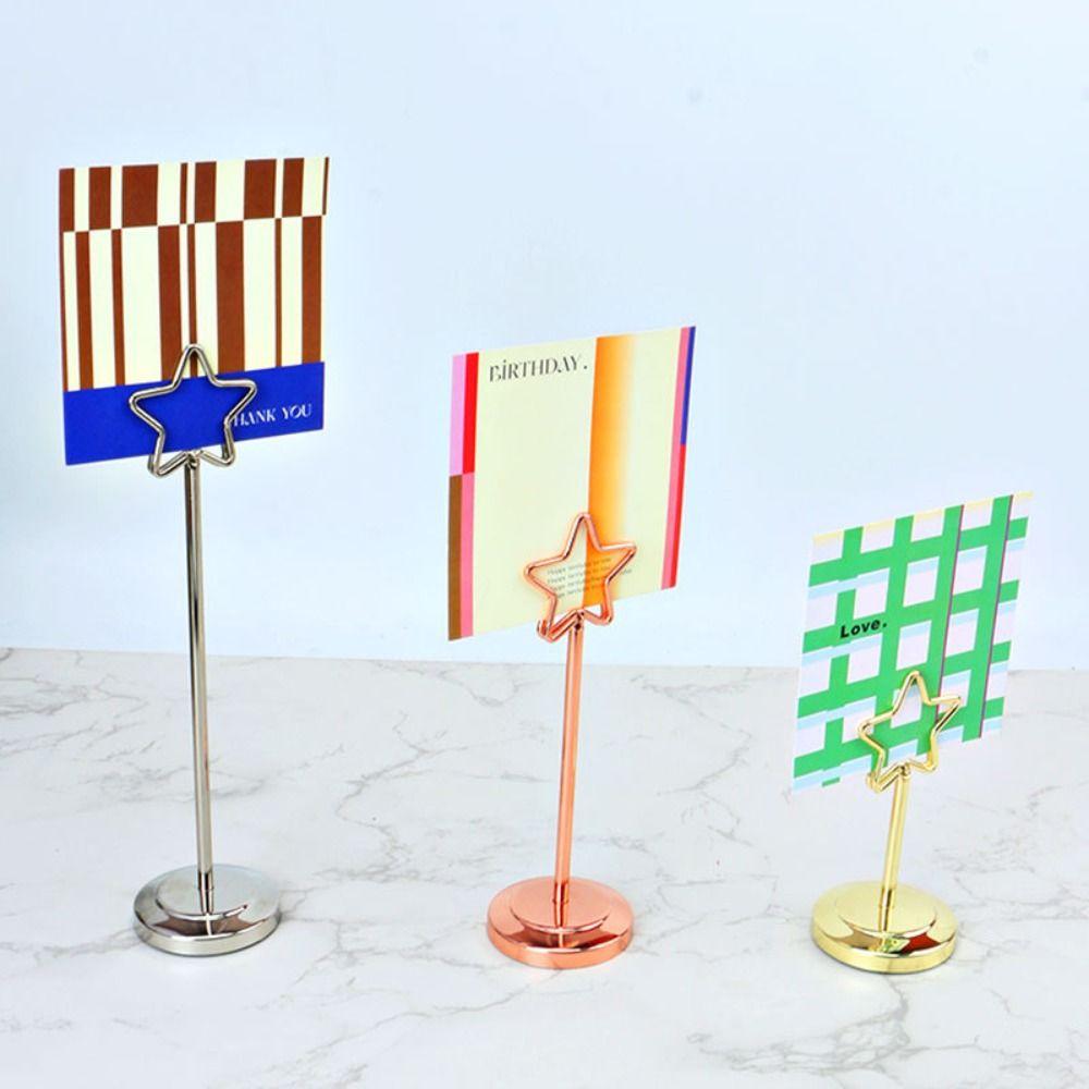 Stainless Steel Photo Clip Pentagram Card Holder New Note Clamp  Party Supplies