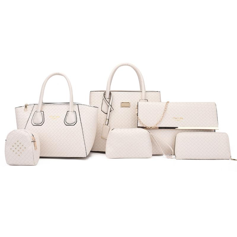 

Woven six-piece mother and child bag new retro large-capacity women s shoulder portable messenger bag