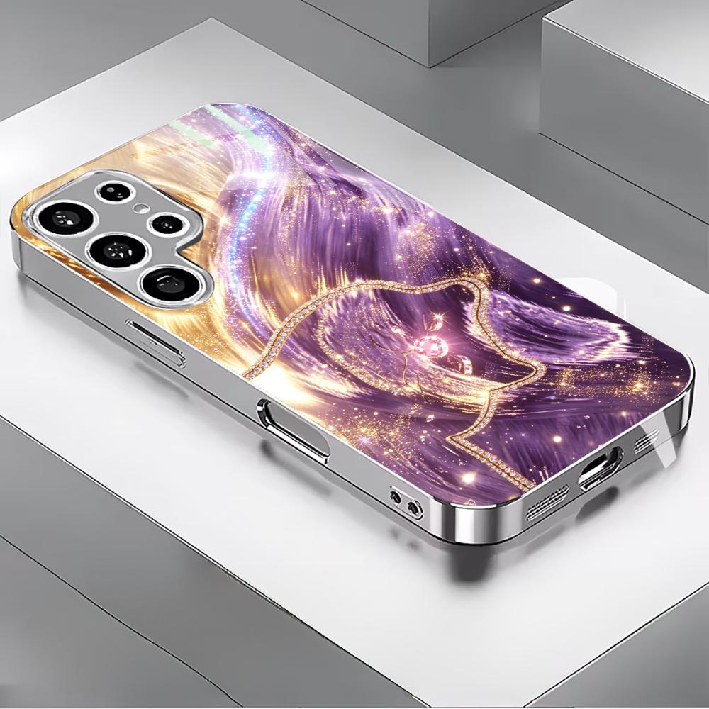 Luksusowe etui na telefon fioletowo-złote wirujące szkło s26 ultra case s25 ultra case dla Samsung Galaxy S26 S25 S24 S23 S22 FE Ultra Plus